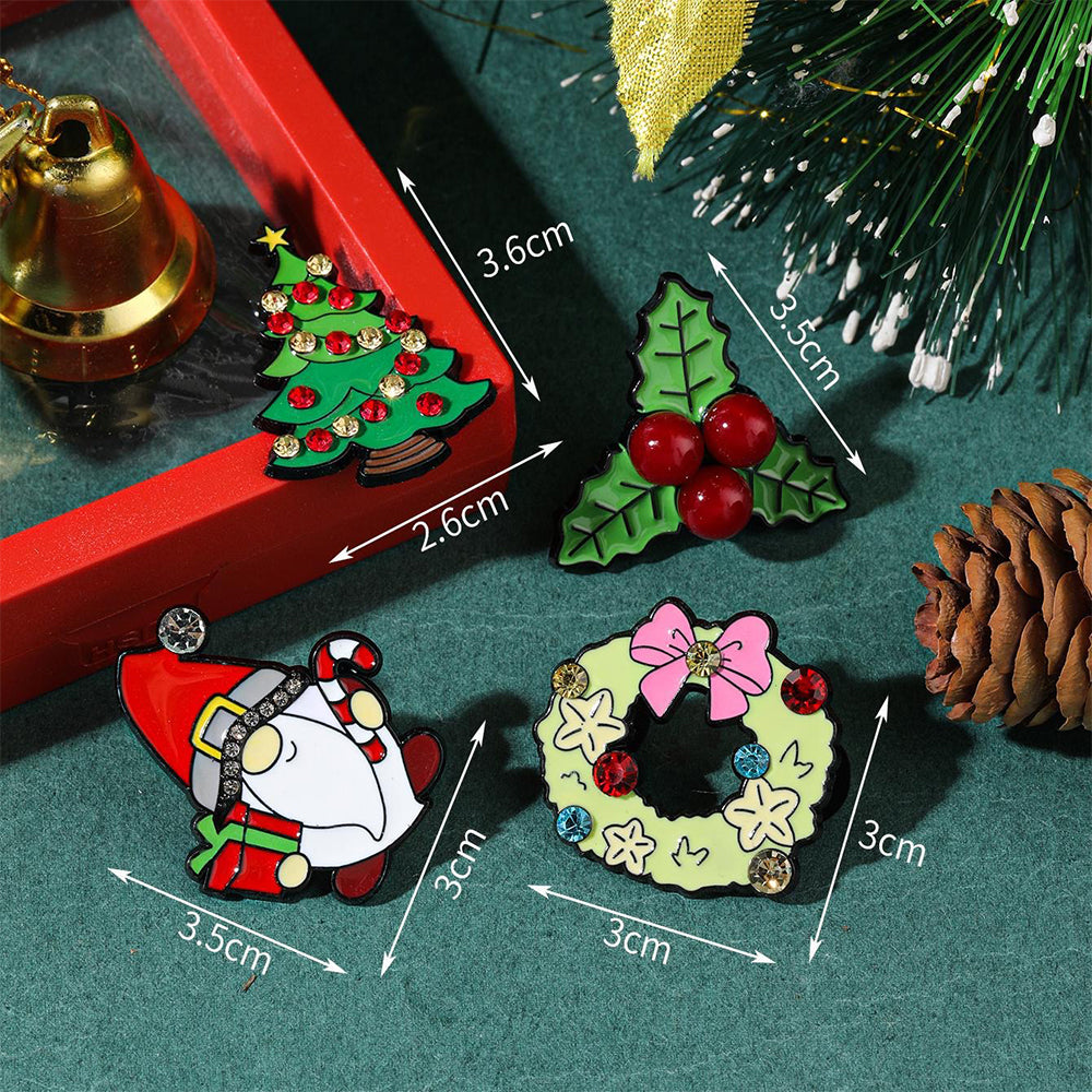 Christmas Metal Brooch 【Set for 4】