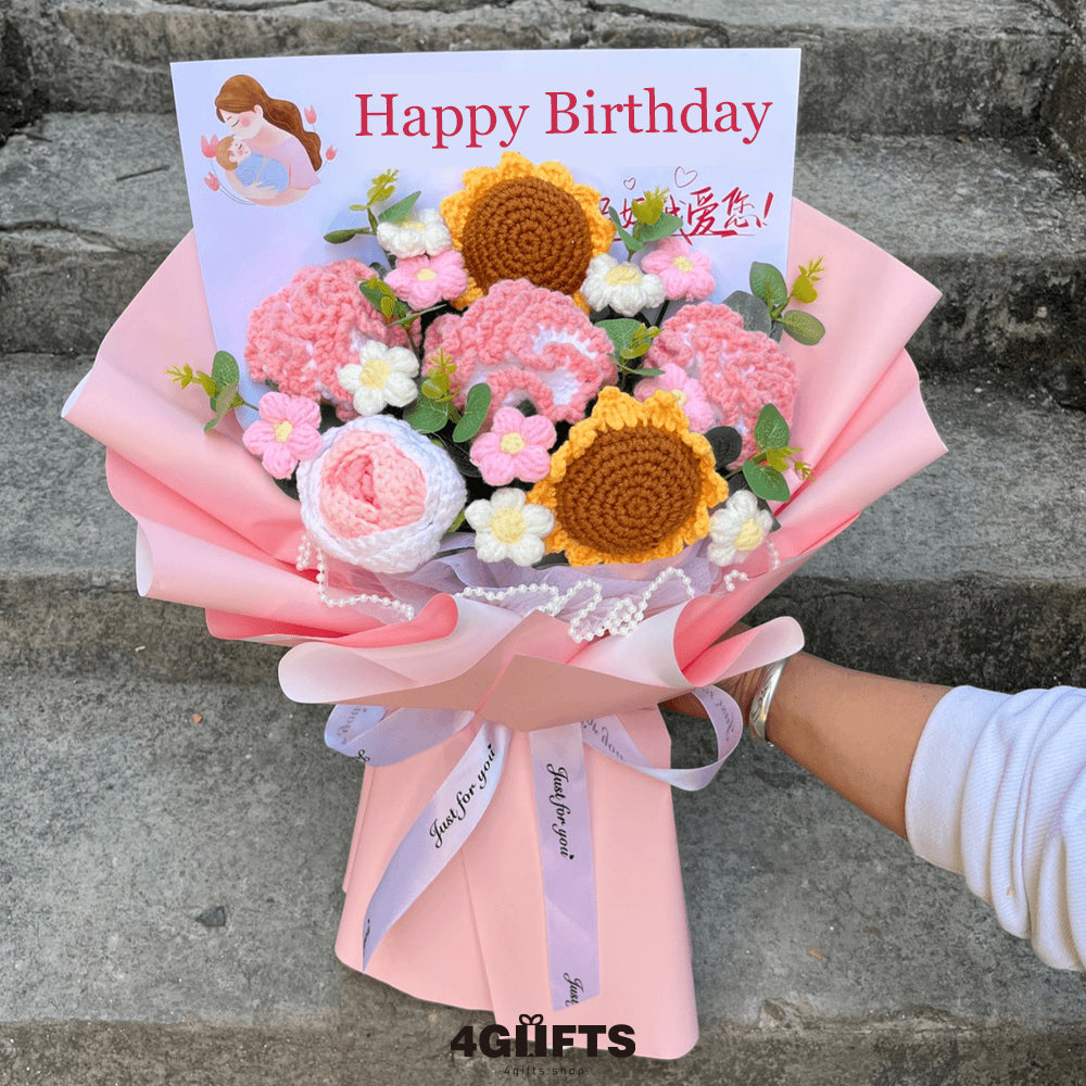 19.90$【Handmade Crocheted flower Bouquet】