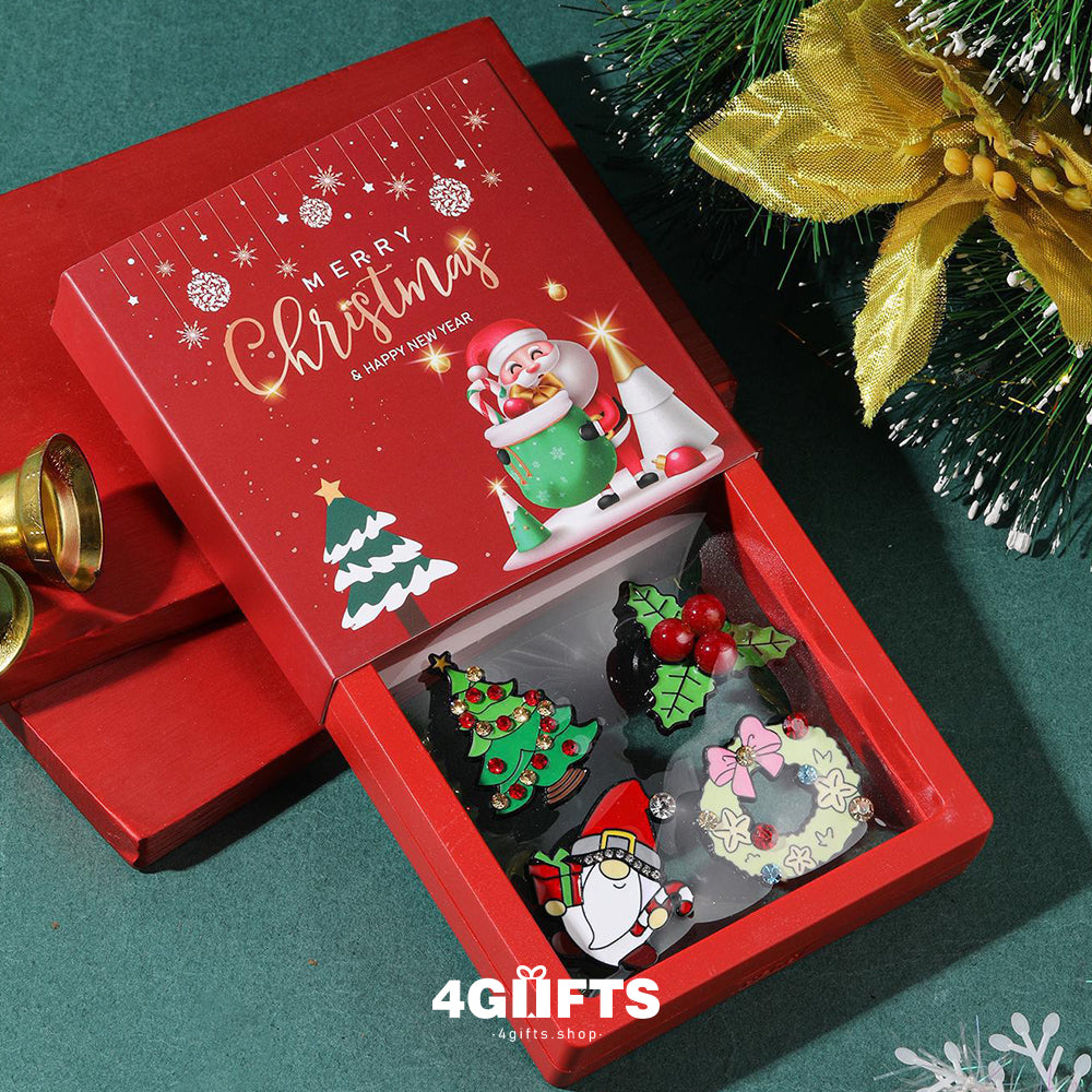 Christmas Metal Brooch 【Set for 4】
